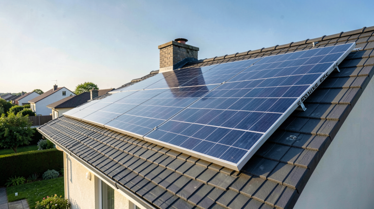 panneau photovoltaïque Soluxtec installé sur le toit d'une maison individuelle