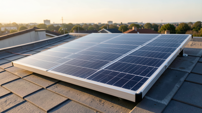 panneau photovoltaïque souple 300W installé sur une terrasse en toiture