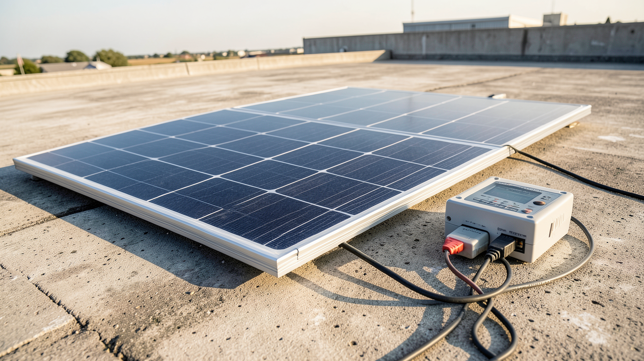 panneau photovoltaïque souple 300W avec régulateur MPPT et PWM sur un toit plat