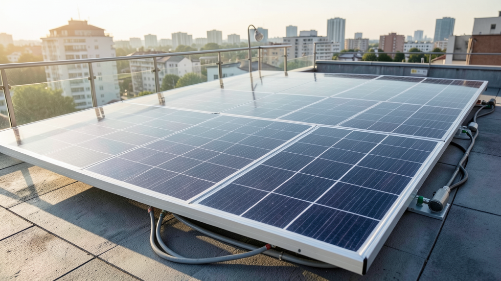 panneau photovoltaïque souple installé sur une terrasse urbaine