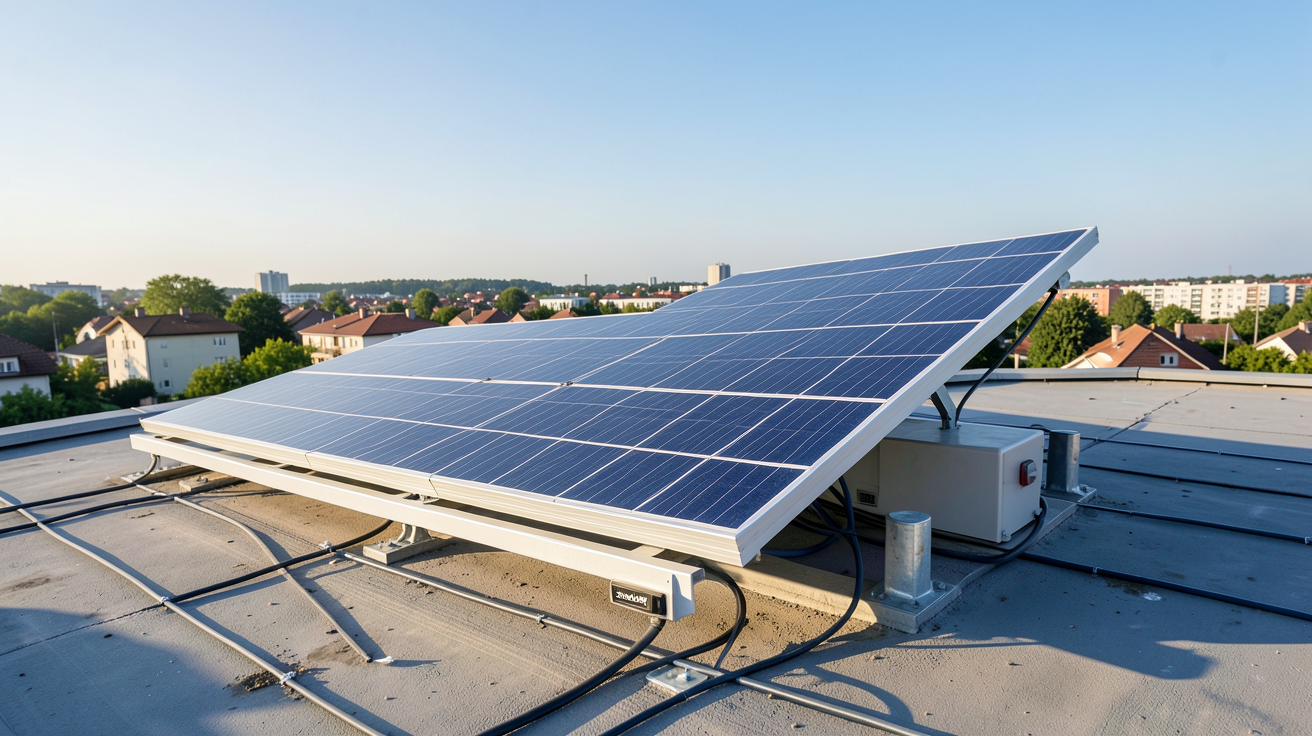 panneau photovoltaique Sunology en cours d'installation sur un toit résidentiel