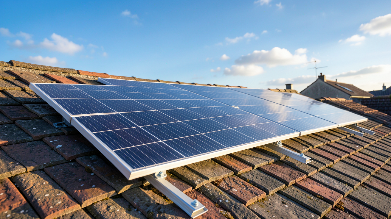 panneau photovoltaïque SunPower posé sur un toit de maison en France pour illustrer les prix d'achat