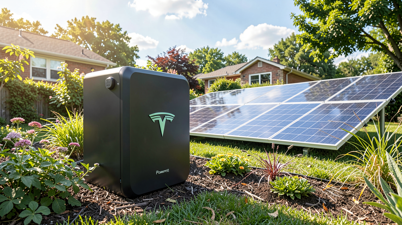 panneau photovoltaique tesla avec batterie Powerwall pour stockage d'énergie