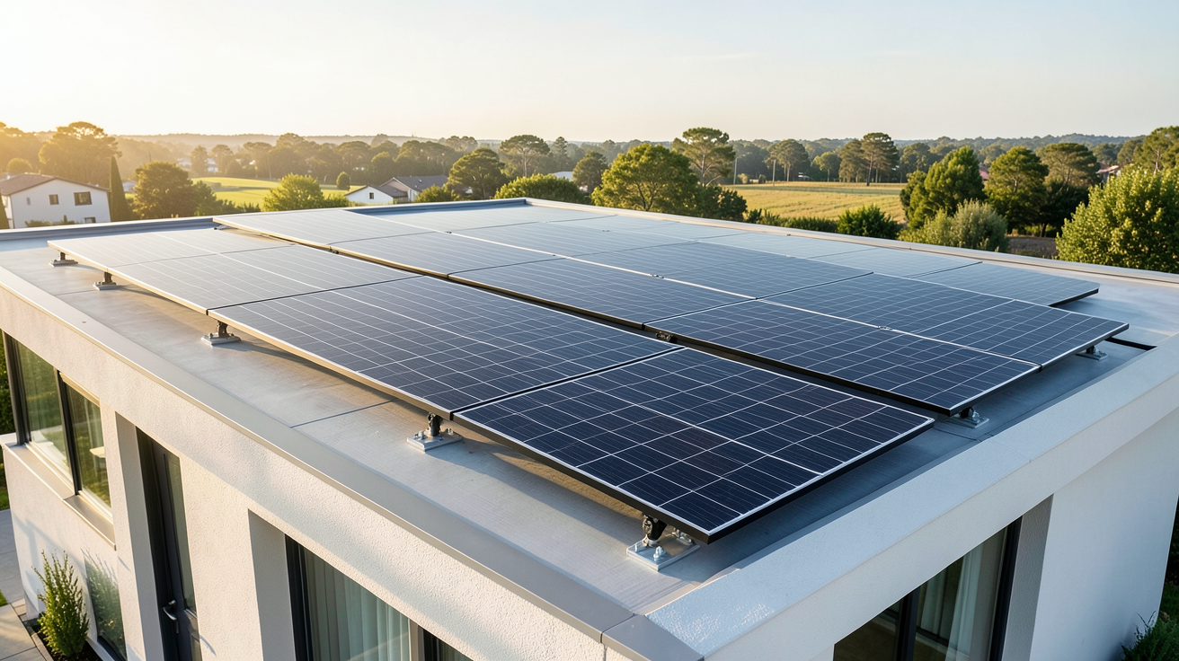 panneau photovoltaïque et thermique installés sur le toit d'une maison moderne