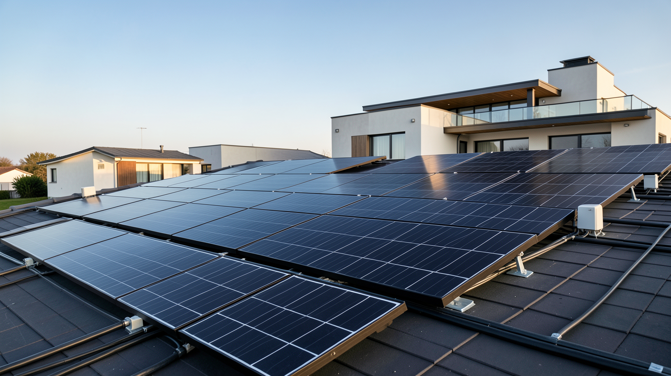 panneau photovoltaique toiture autoconsommation maison contemporaine