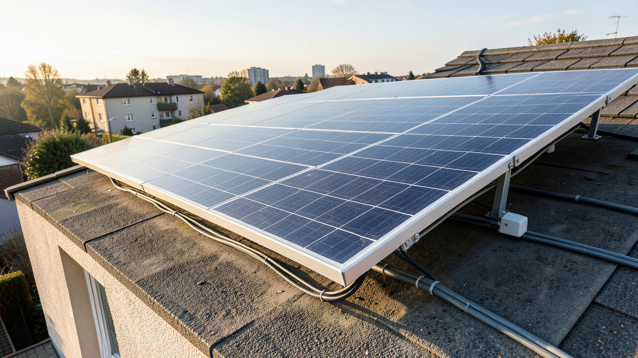 panneau photovoltaïque TotalEnergies installé sur un toit de maison individuelle