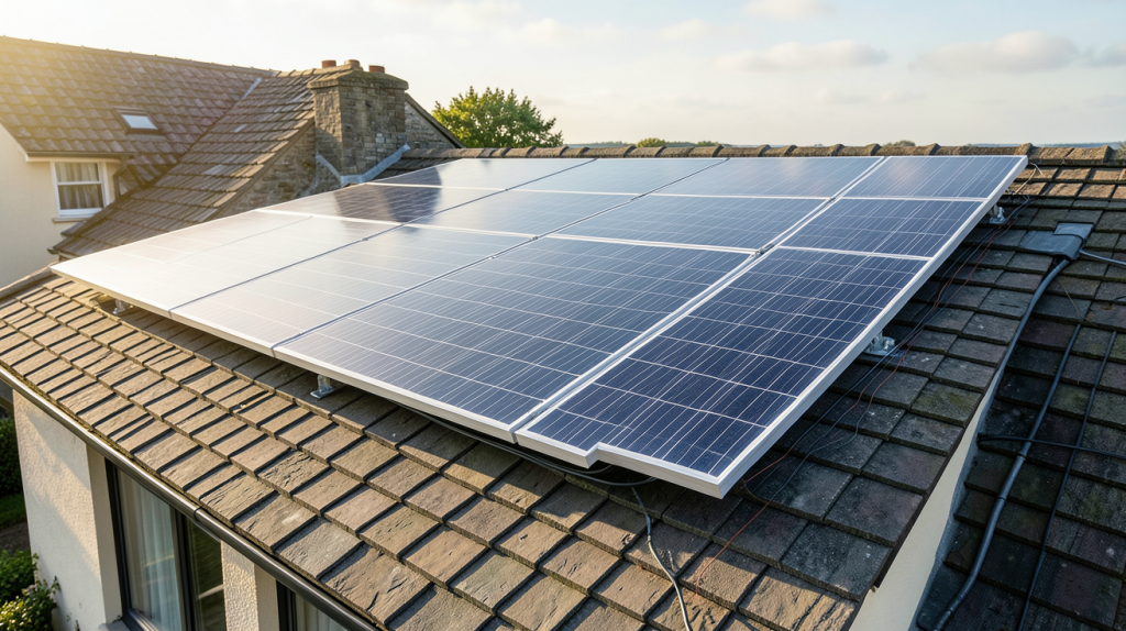 panneau photovoltaïque TotalEnergies installé sur le toit d'une maison individuelle