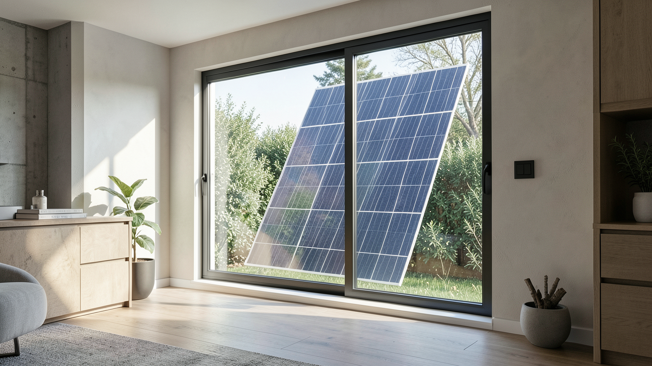 panneau photovoltaïque transparent intégré dans une fenêtre lors d'une rénovation énergétique d'une maison