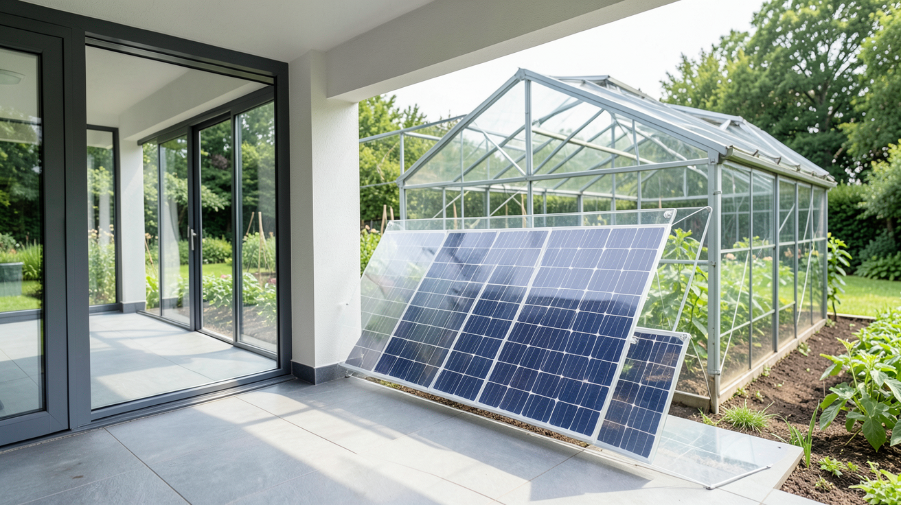 panneau photovoltaïque transparent installé sur une véranda et une serre en Île-de-France