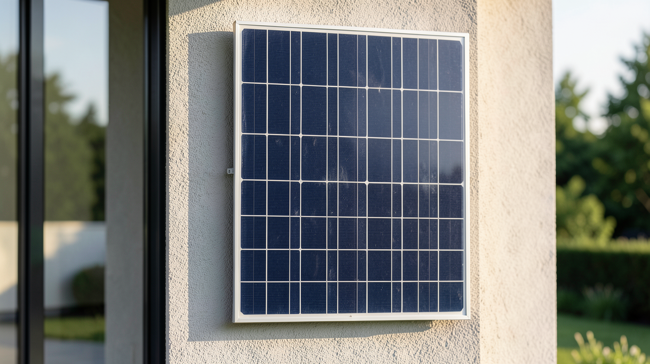 panneau photovoltaïque vertical bifacial installé sur la façade d'une maison moderne