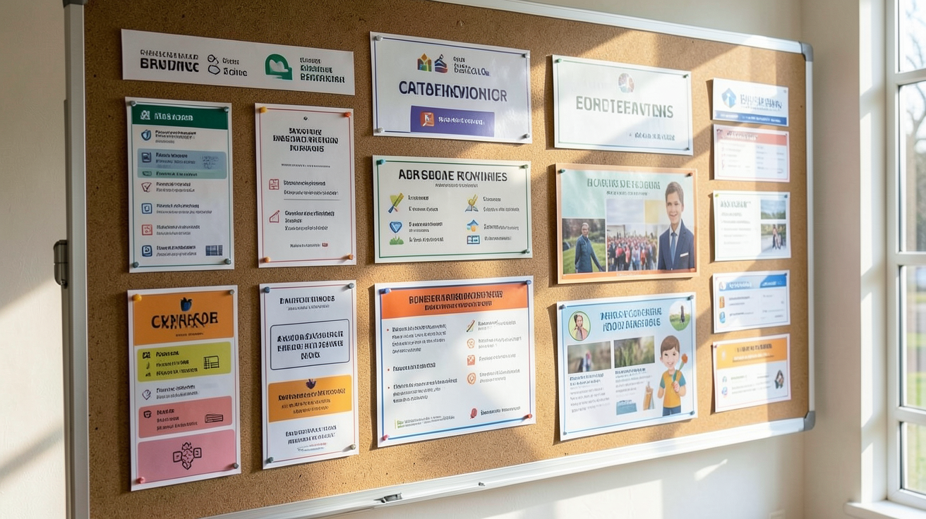 panneau scolaire montrant différents types de panneaux disponibles sur le marché