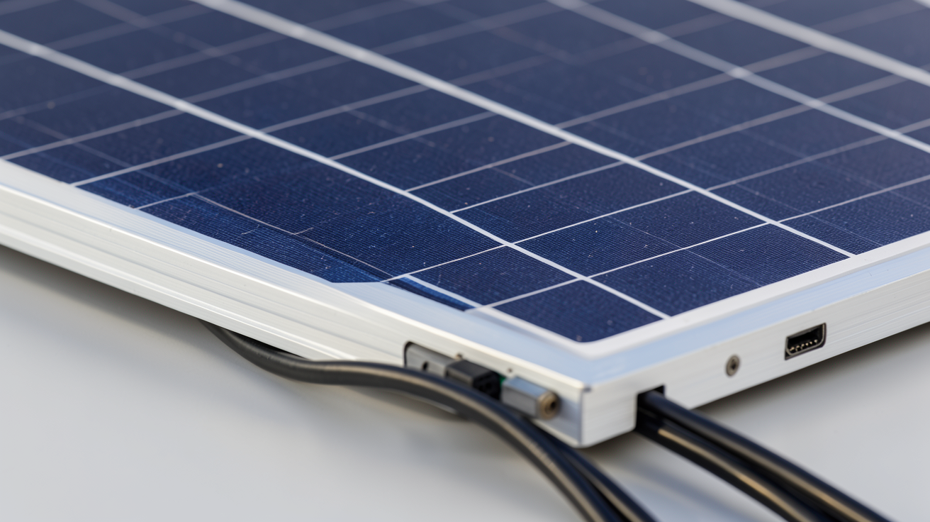 panneau so présentant ses caractéristiques techniques détaillées : cellules monocristallines, cadre en aluminium et connecteurs MC4