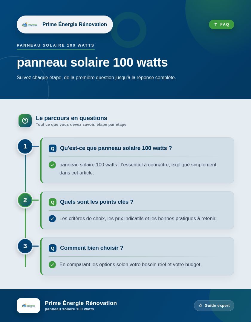 Infographie : panneau solaire 100 watts
