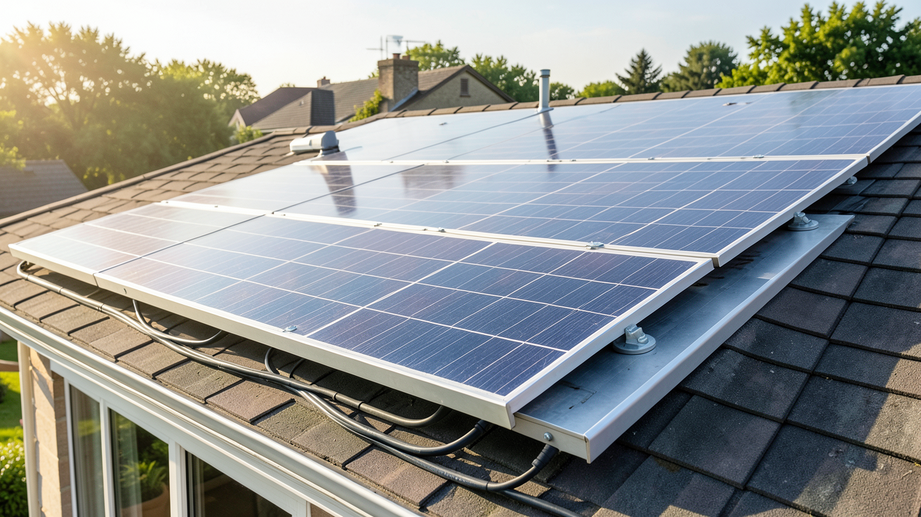 panneau solaire 1000W installé sur le toit d'une maison individuelle