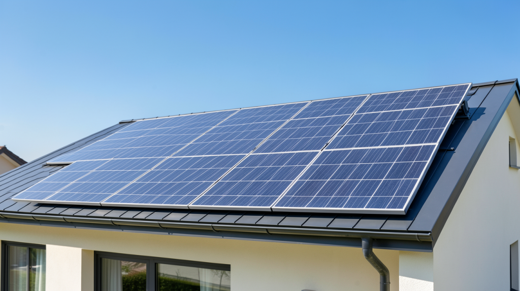 panneau solaire 1000w prix installé sur le toit d'une maison moderne sous un ciel ensoleillé
