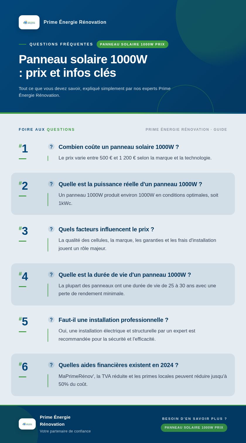 Infographie : Panneau solaire 1000W : prix et infos clés