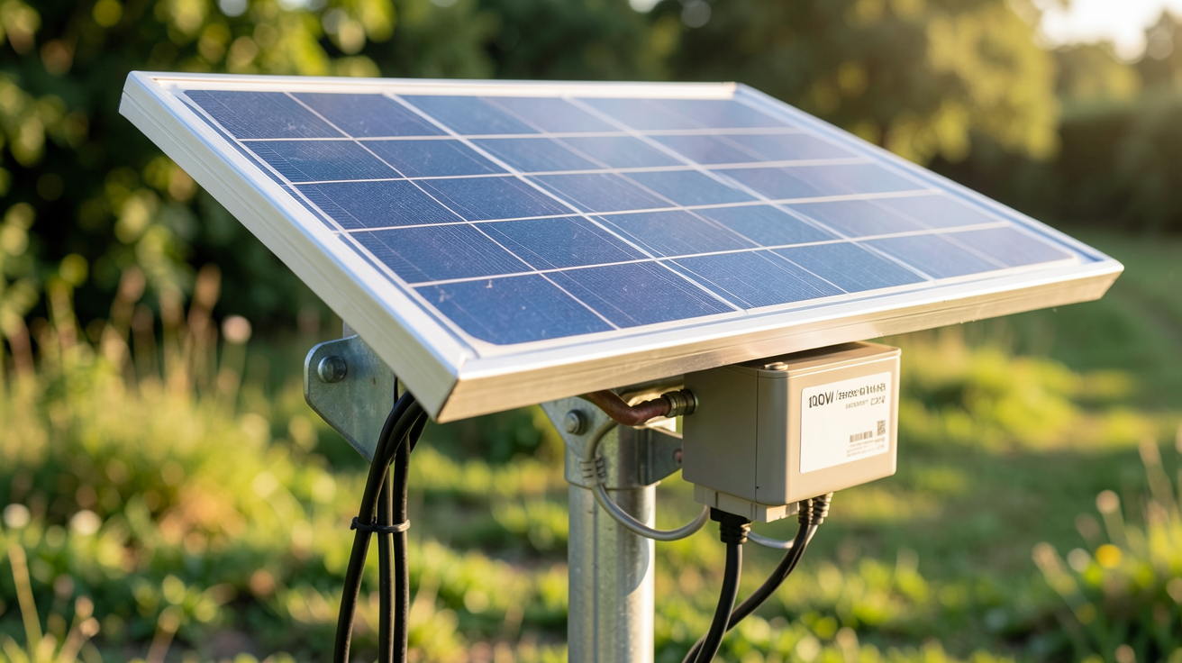 panneau solaire 100W connecté à une batterie lithium-ion de 12V pour un kit autonome