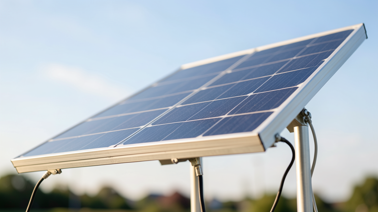 panneau solaire 100W installé sur un support en aluminium pour tutoriel d'installation