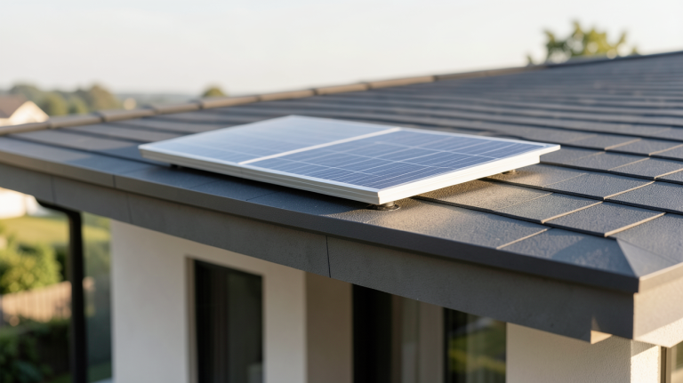panneau-solaire-10w installé sur le toit d'une maison