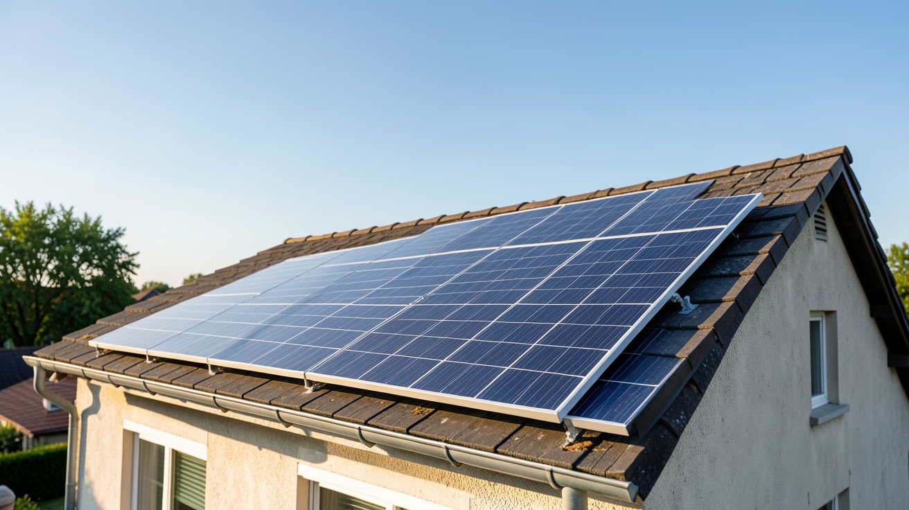 panneau solaire 110W installé sur le toit d'une maison individuelle
