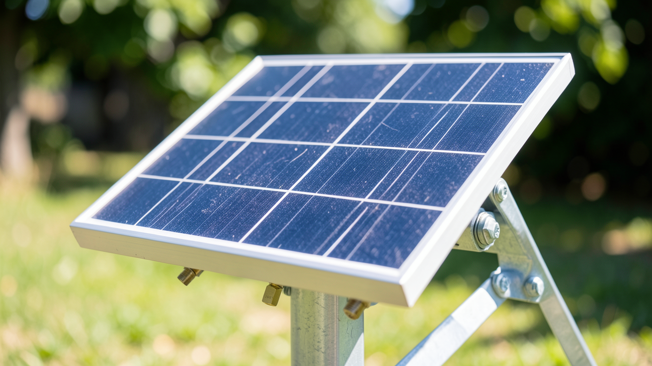 panneau solaire 12 volts monocristallin exposé en plein soleil avec des connecteurs MC4