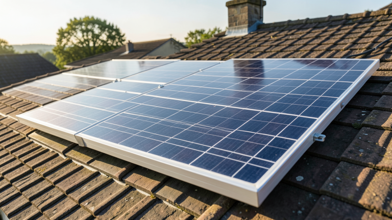 panneau solaire 120w installé sur le toit d'une maison individuelle