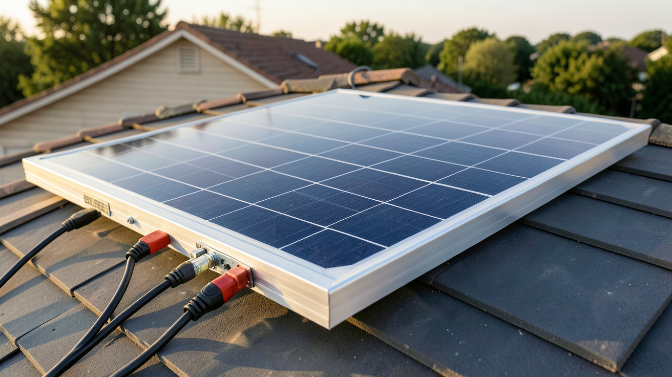 panneau solaire 12V 200W installé sur un toit résidentiel avec lumière naturelle