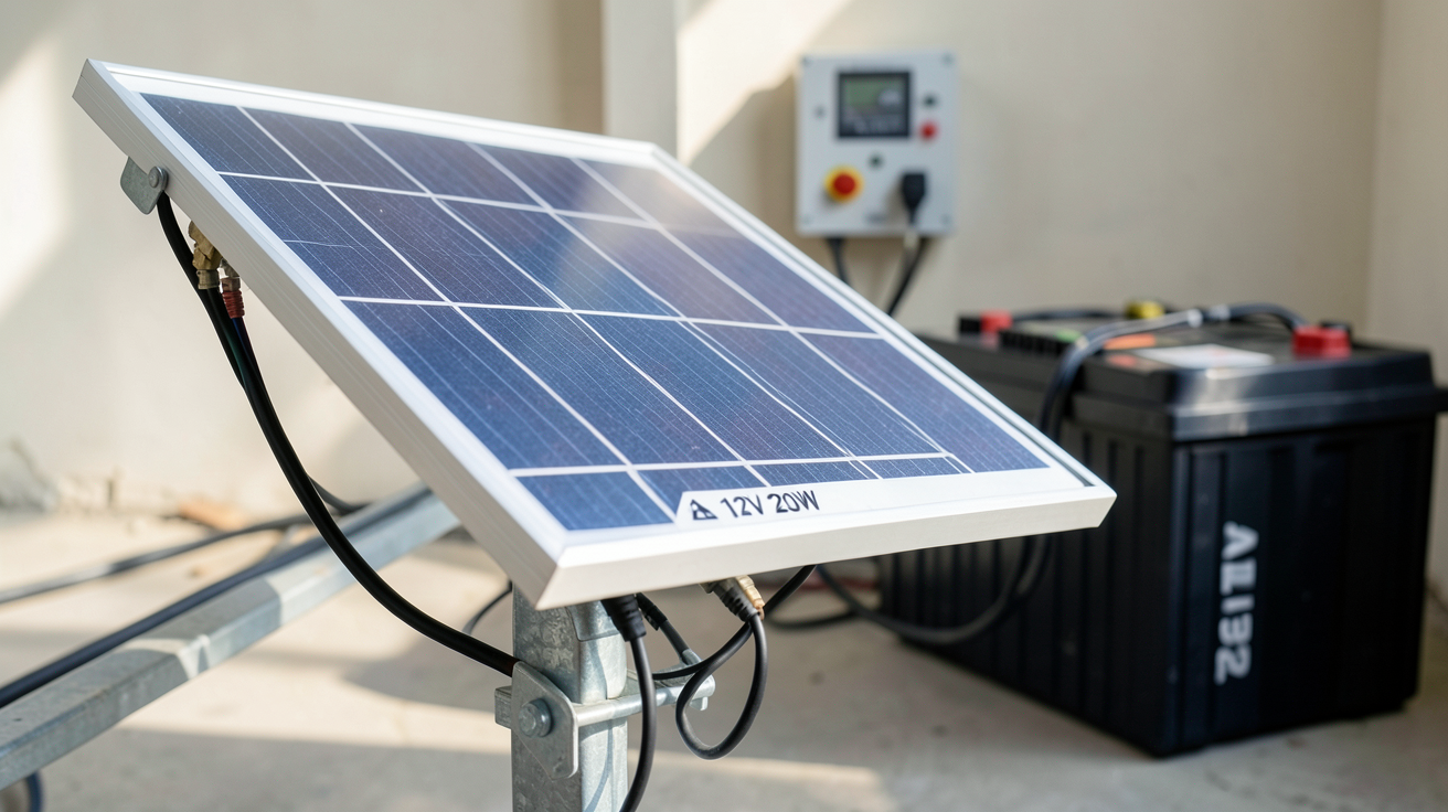 panneau solaire 12V 20W avec régulateur de charge et batterie 12V pour le dimensionnement