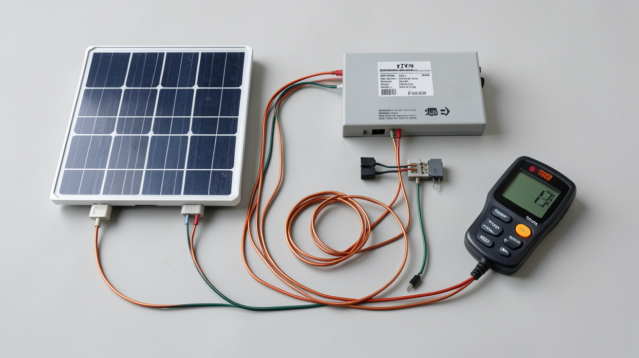 panneau solaire 12v schéma de câblage typique d'un système 12V avec batterie, régulateur et multimètre