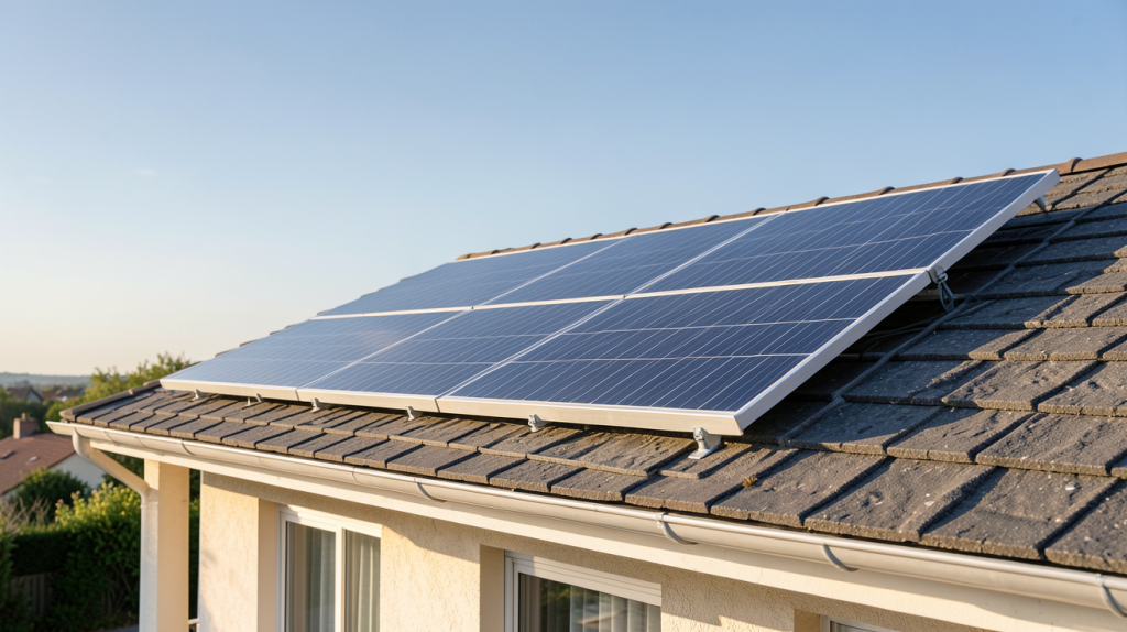 panneau solaire 150 watts installé sur le toit d'une maison résidentielle