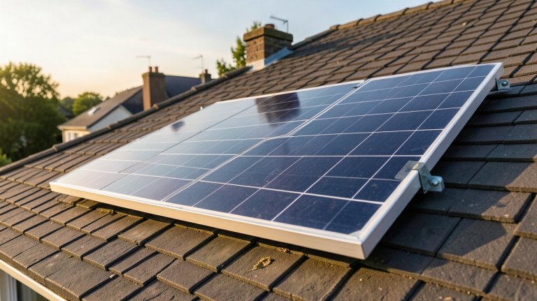 panneau solaire 160w installé sur le toit d'une maison résidentielle
