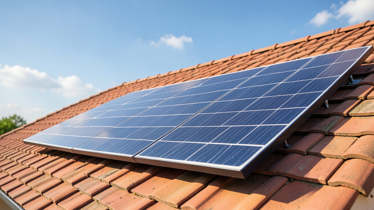 panneau solaire 160W installé sur le toit d'une maison pour autoconsommation énergétique