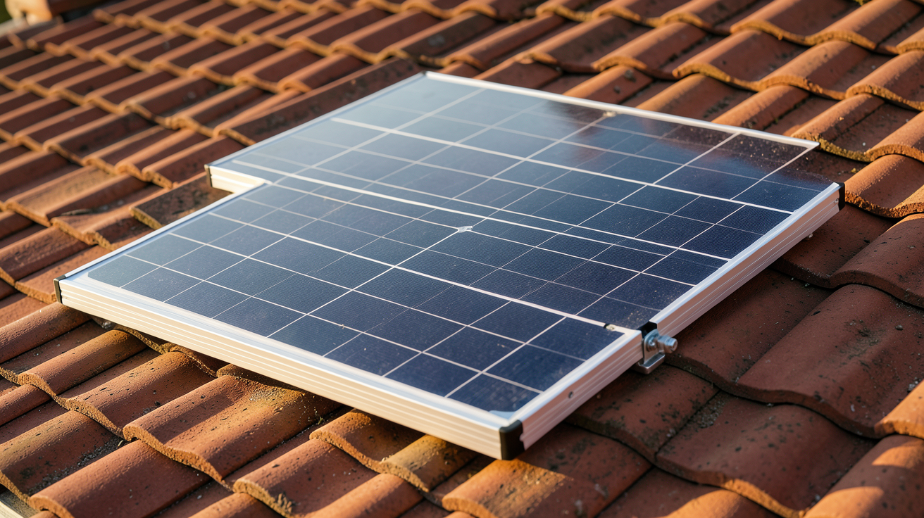 panneau solaire 180W posé sur un toit en tuiles rouges, illustrant les critères essentiels pour bien choisir