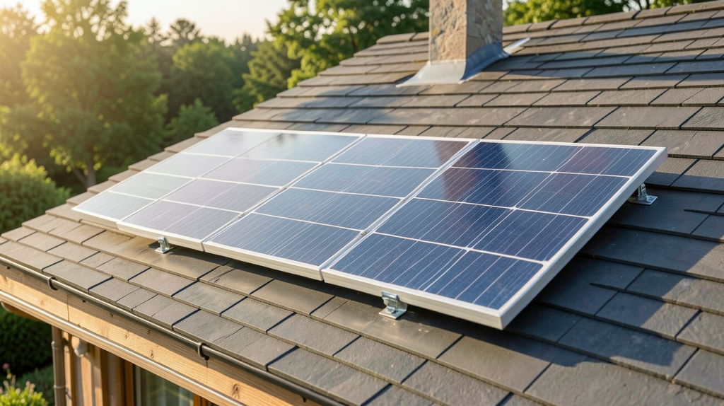 panneau solaire 180w installé sur le toit d'une maison écologique