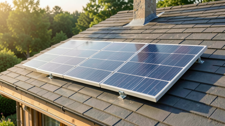 panneau solaire 180w installé sur le toit d'une maison écologique