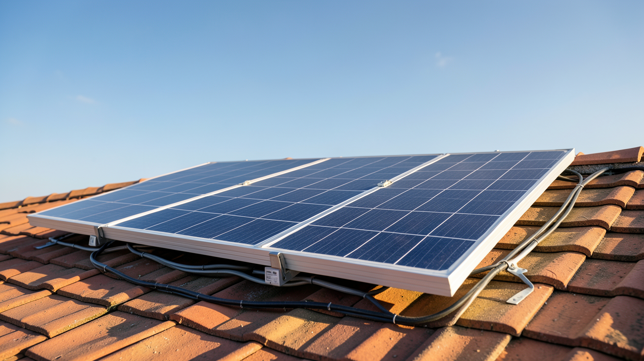 panneau solaire 200 watts installé sur un toit résidentiel pour calculer la production énergétique