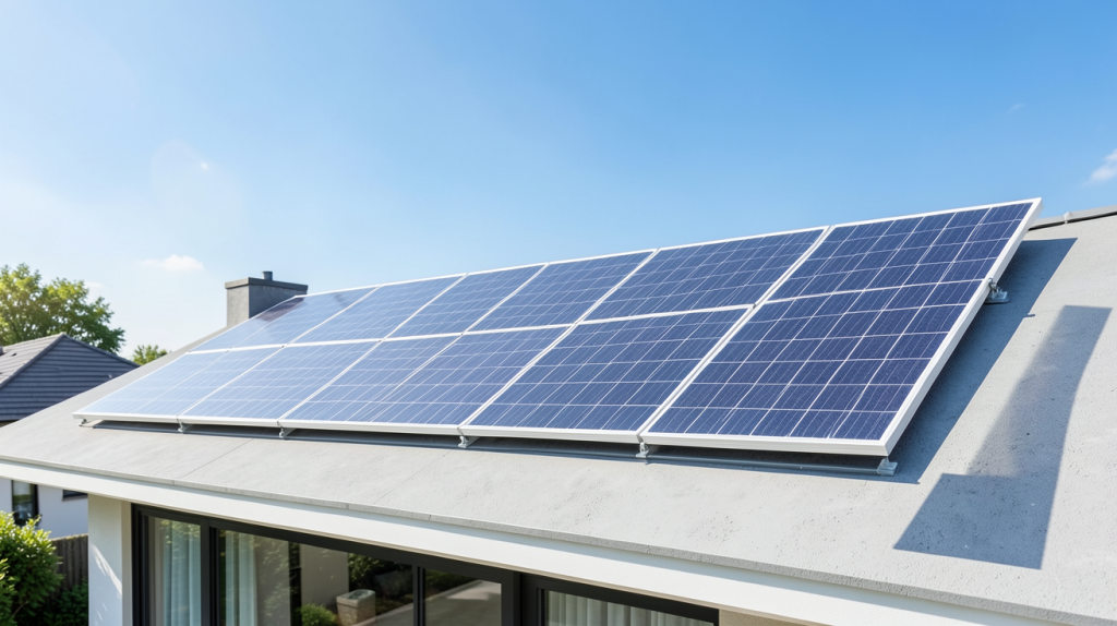 panneau solaire 2000w installé sur le toit d'une résidence moderne