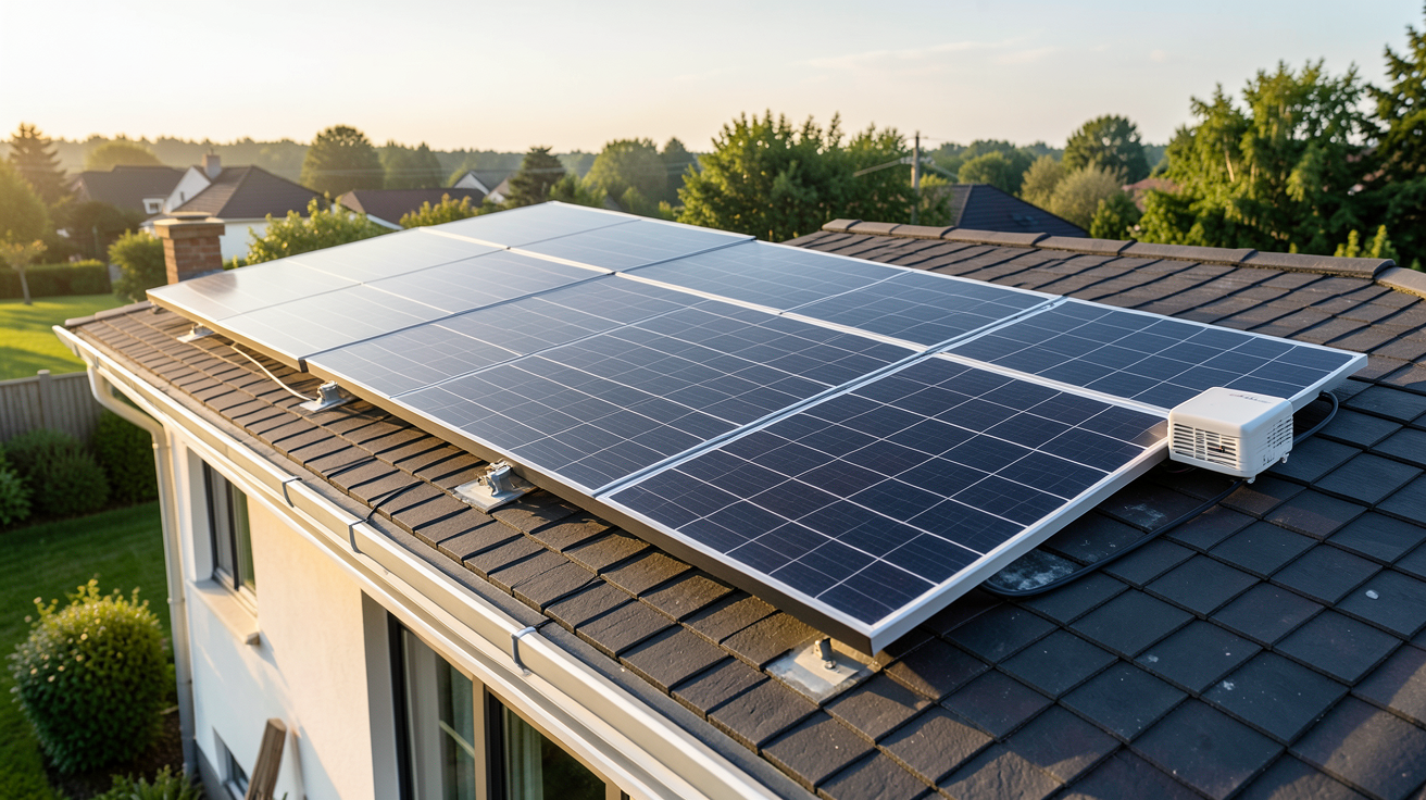 panneau solaire 2000w kit plug and play installé sur le toit d'une maison