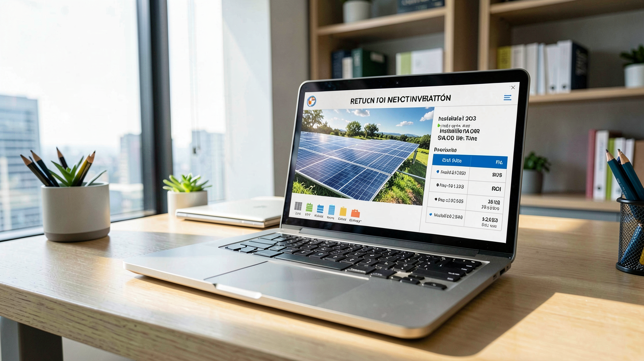 panneau solaire 2023 calcul de rentabilité et retour sur investissement (ROI) sur un écran d'ordinateur