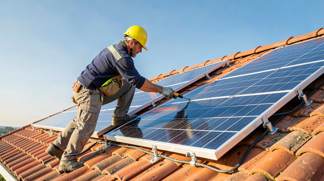 panneau solaire 2023 étapes d'installation photovoltaïque sur un toit résidentiel