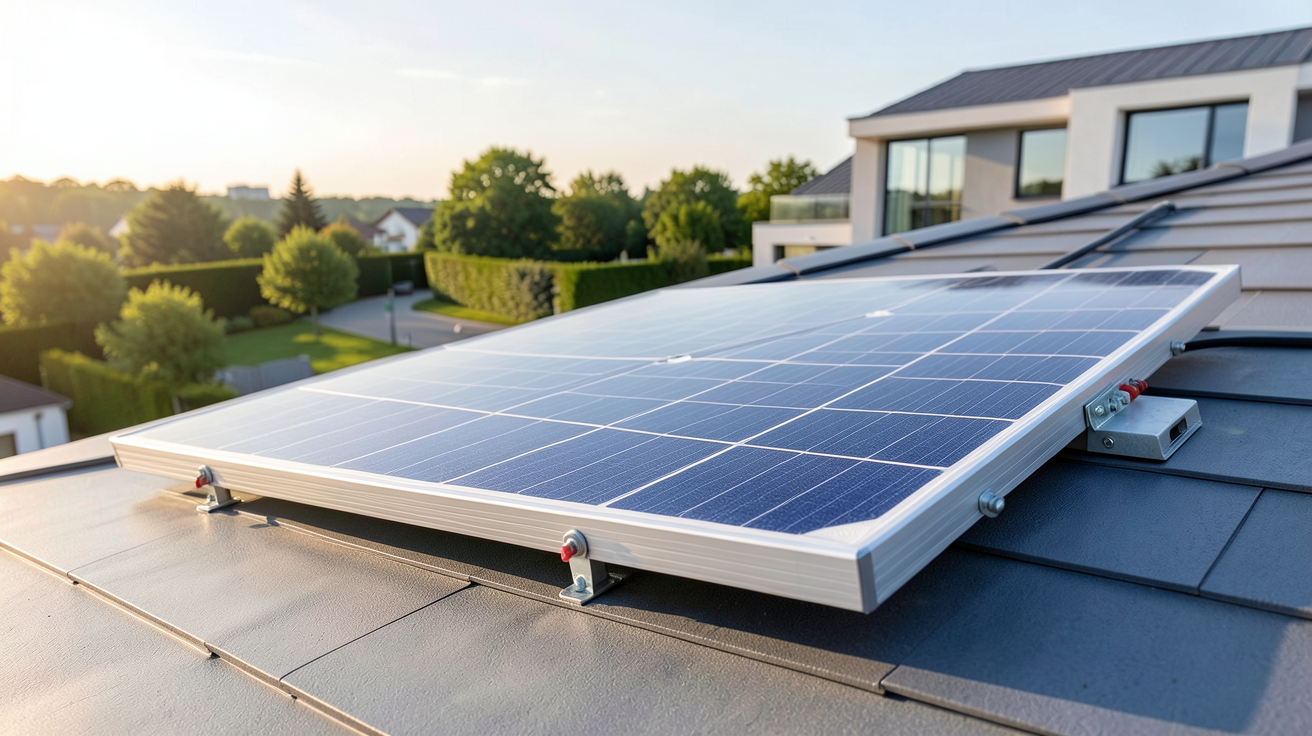 panneau solaire 220V 3000W installé sur un toit résidentiel moderne
