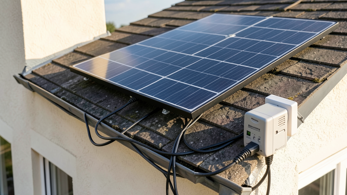 panneau solaire 220v pour maison branché sur une prise domestique avec onduleur compact