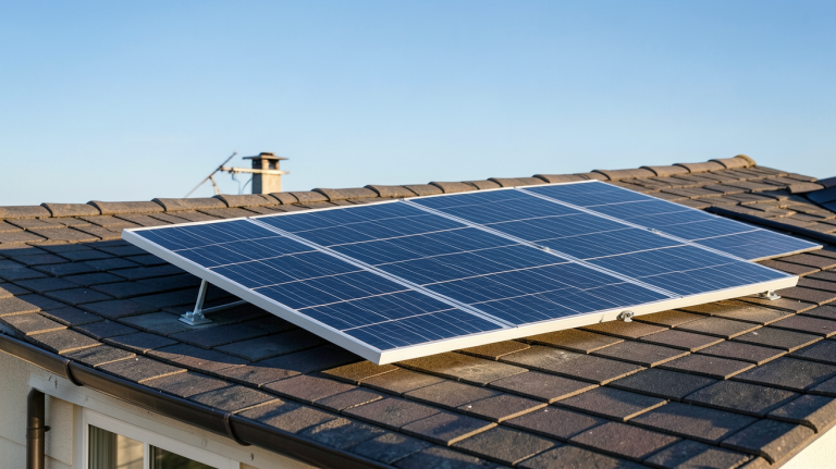 panneau solaire 230V installé sur un toit de maison individuelle