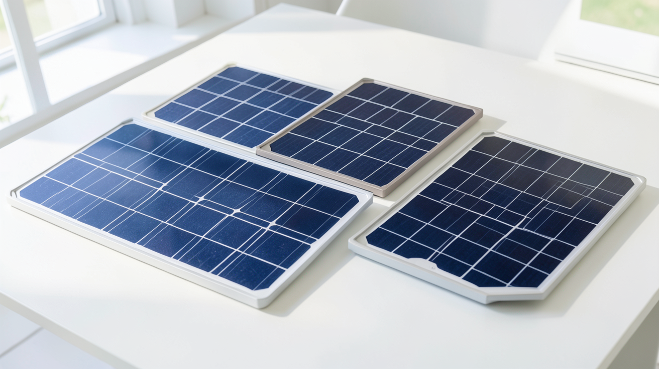panneau solaire 24v 400w comparatif 2024 des cinq meilleurs modèles présentés sur un fond blanc neutre