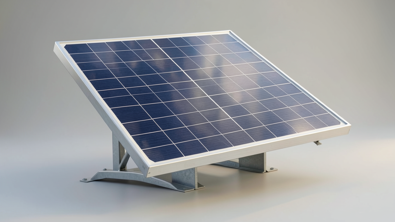 panneau solaire 24V 500W monocristallin posé sur un support métallique avec vue sur les caractéristiques techniques