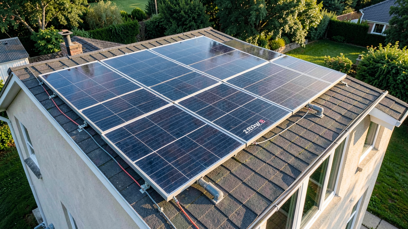 panneau solaire 250W installé sur le toit d'une maison individuelle