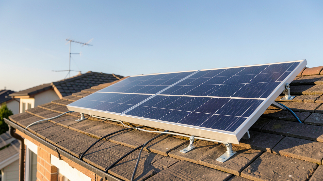panneau solaire 250W installé sur un toit résidentiel avec vue sur le ciel dégagé