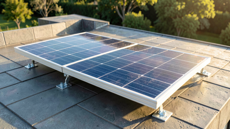 panneau solaire 250w installé sur un toit de maison écologique
