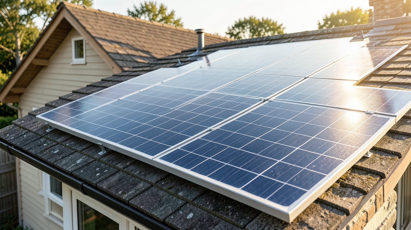 panneau solaire 3000W installé sur le toit d'une maison individuelle