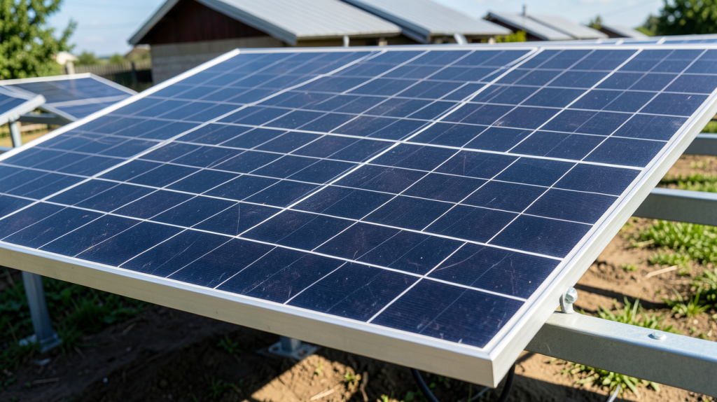 panneau solaire 300w 12v monocristallin installé à l'extérieur sous une lumière naturelle